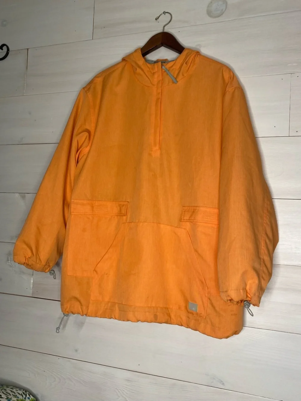 Nike Women’s Orange Anorak Hooded Windbreaker Pullover Jacket - Size Medium Y2K